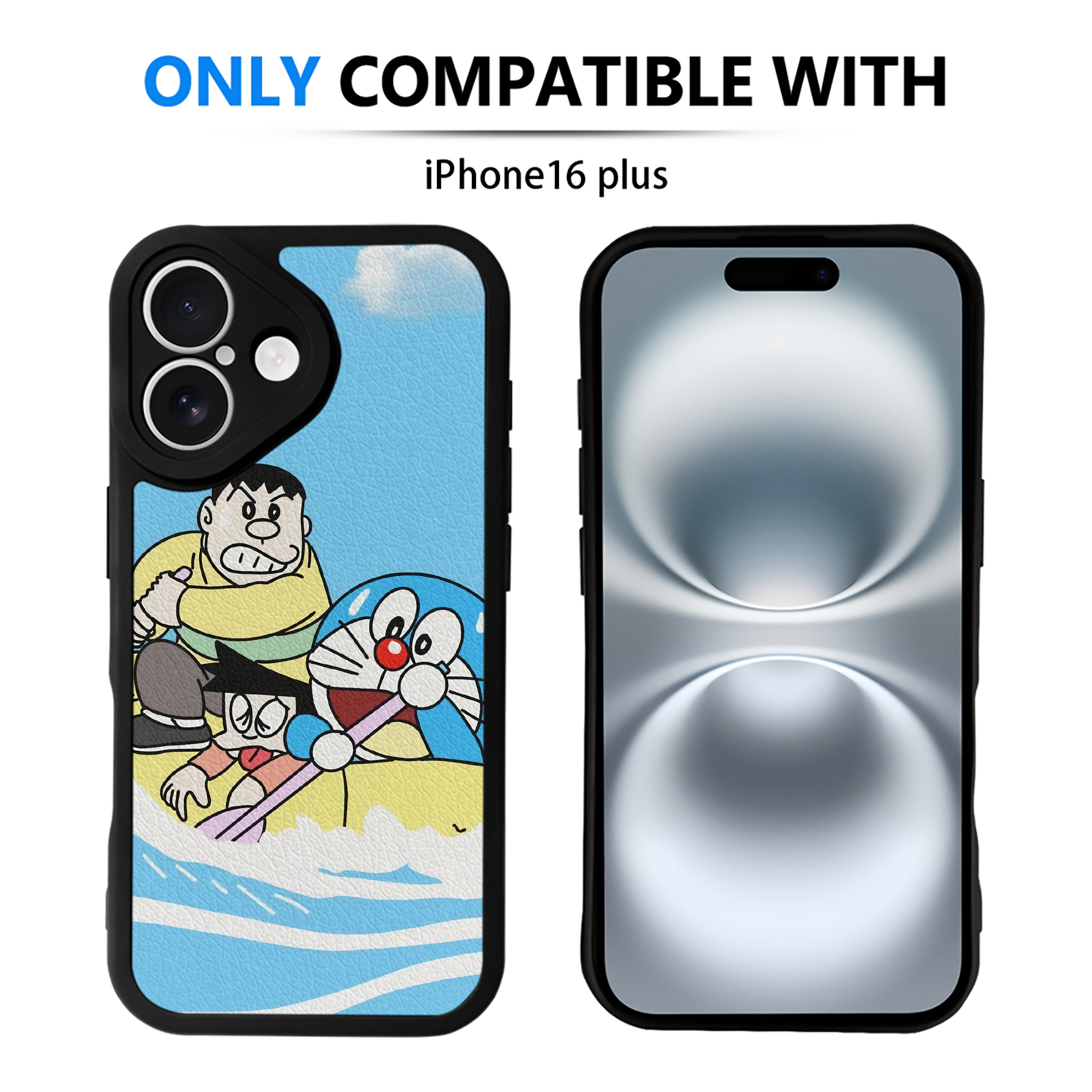 （画像用） ドラえもん Doraemon 【iPhone 16シリーズ対応】シリコンスマホケース（レザー調） 材質：シリコン